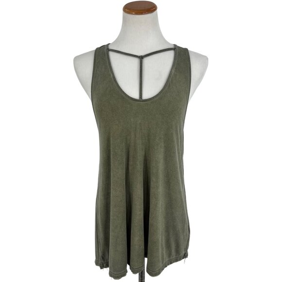 Free People We The Free Olive Green Distressed Strappy Tank Top - Picture 4 of 16